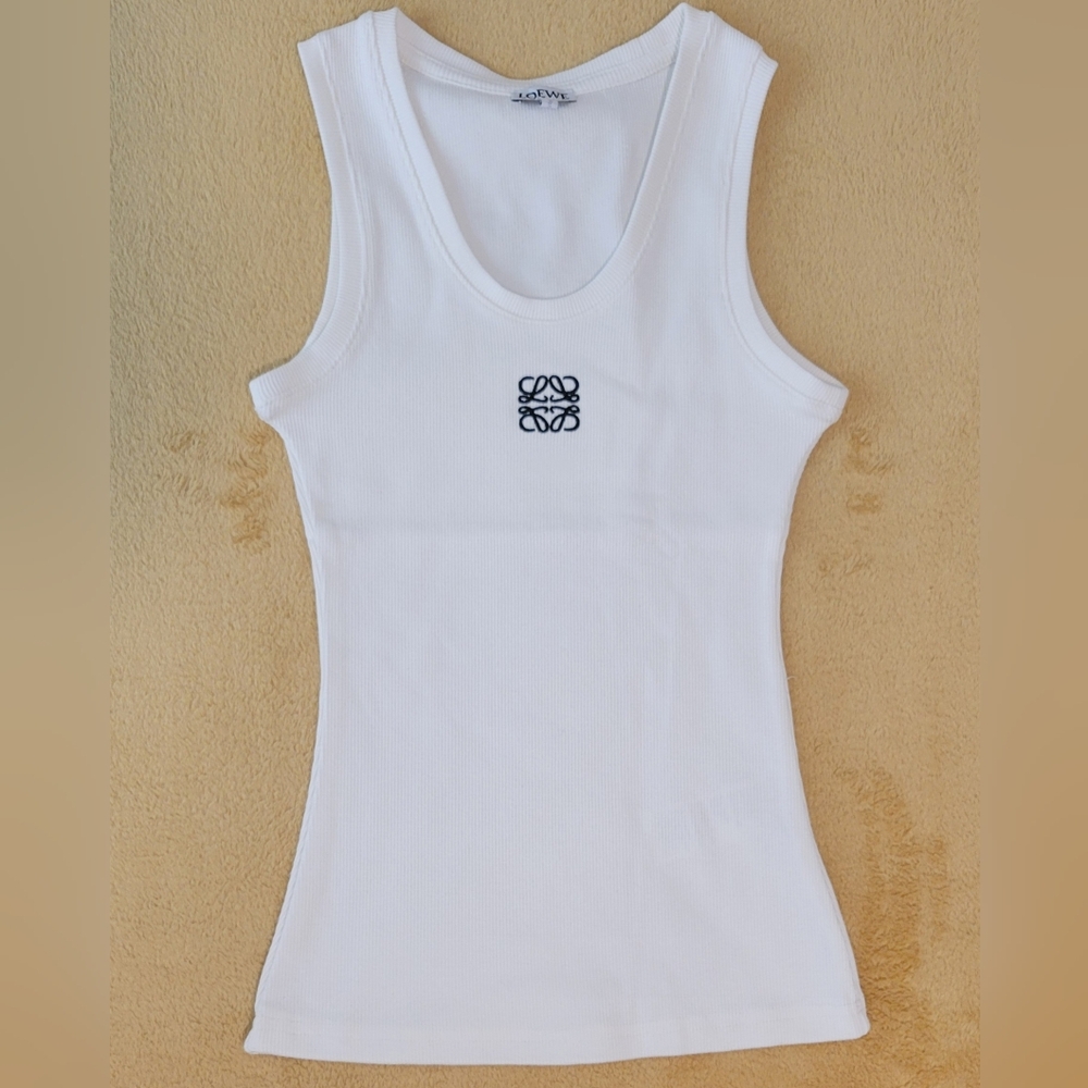 Loewe Fitted White Tank Top with Logo